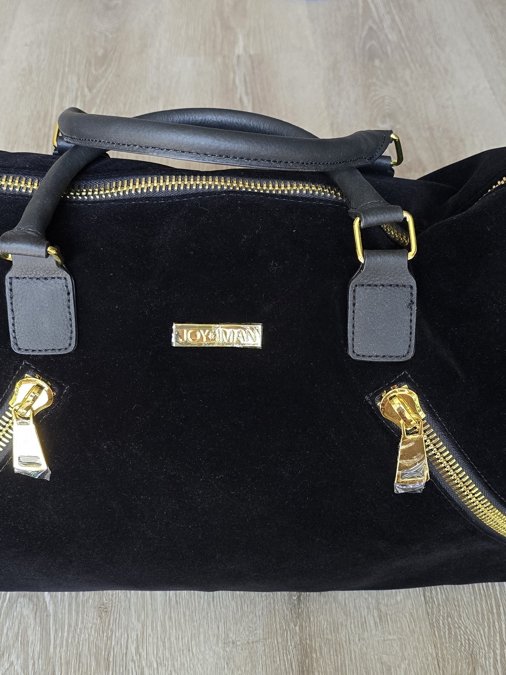 Joy&Iman Black Suede Tote Bag with Gold Hardware - Picture 9 of 9